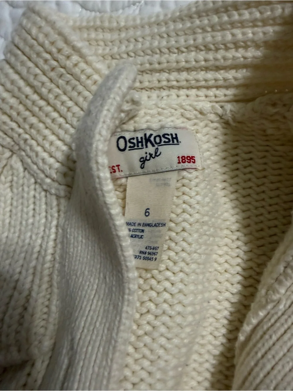 OshKosh B'gosh Ivory Knit Button-Up Cardigan